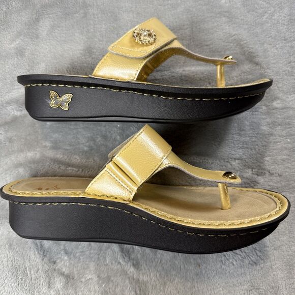 Alegria CARINA Cream Patent Leather Toe Wedge Sandals EU Sz 37 US 7-7.5 CAR-7705 - Picture 6 of 8